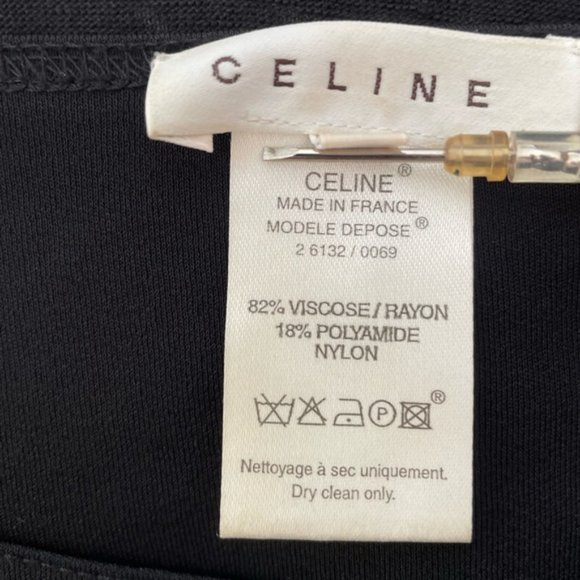 CÉLINE Black Ruched Viscose Blend Midi Long Sleeve Cocktail Dress Size 40 - Picture 4 of 8